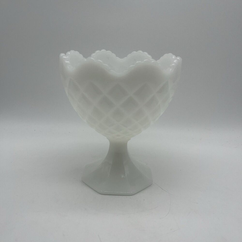 Vintage Napco White Milk Glass Compote Candy Dish Bowl Vase #1184